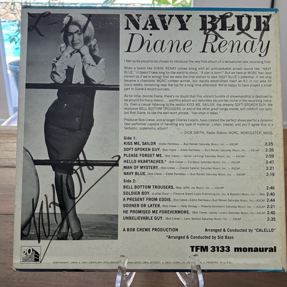 Diane Renay Navy Blue Vinyl LP 1964 20th Century Fox Records TFM 3133 Promo Mono - Picture 7 of 7